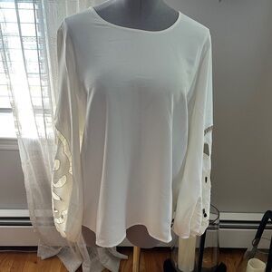 Adrianna Papell Off-white/ cream Blouse with Cut-Out Sleeves